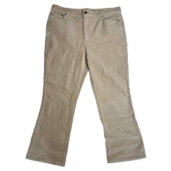 Ralph Lauren Lauren Jeans Co Wide Leg Bootcut Corduroy Jeans Tan Size 14 Petite - Picture 1 of 8